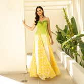 Chiffon Yellow Ceremonial Bloom Godet Dress