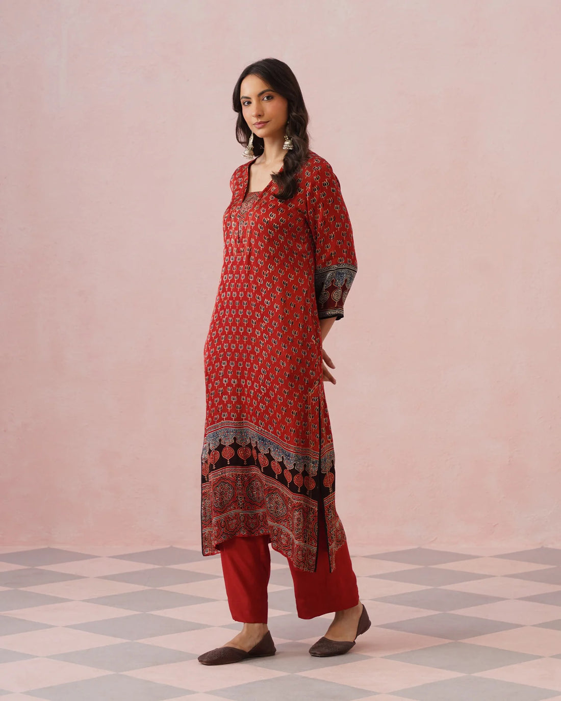 Rangrez Ajrakh Printed Cotton Kurta Suit Set