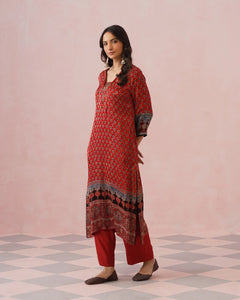 Rangrez Ajrakh Printed Cotton Kurta Suit Set