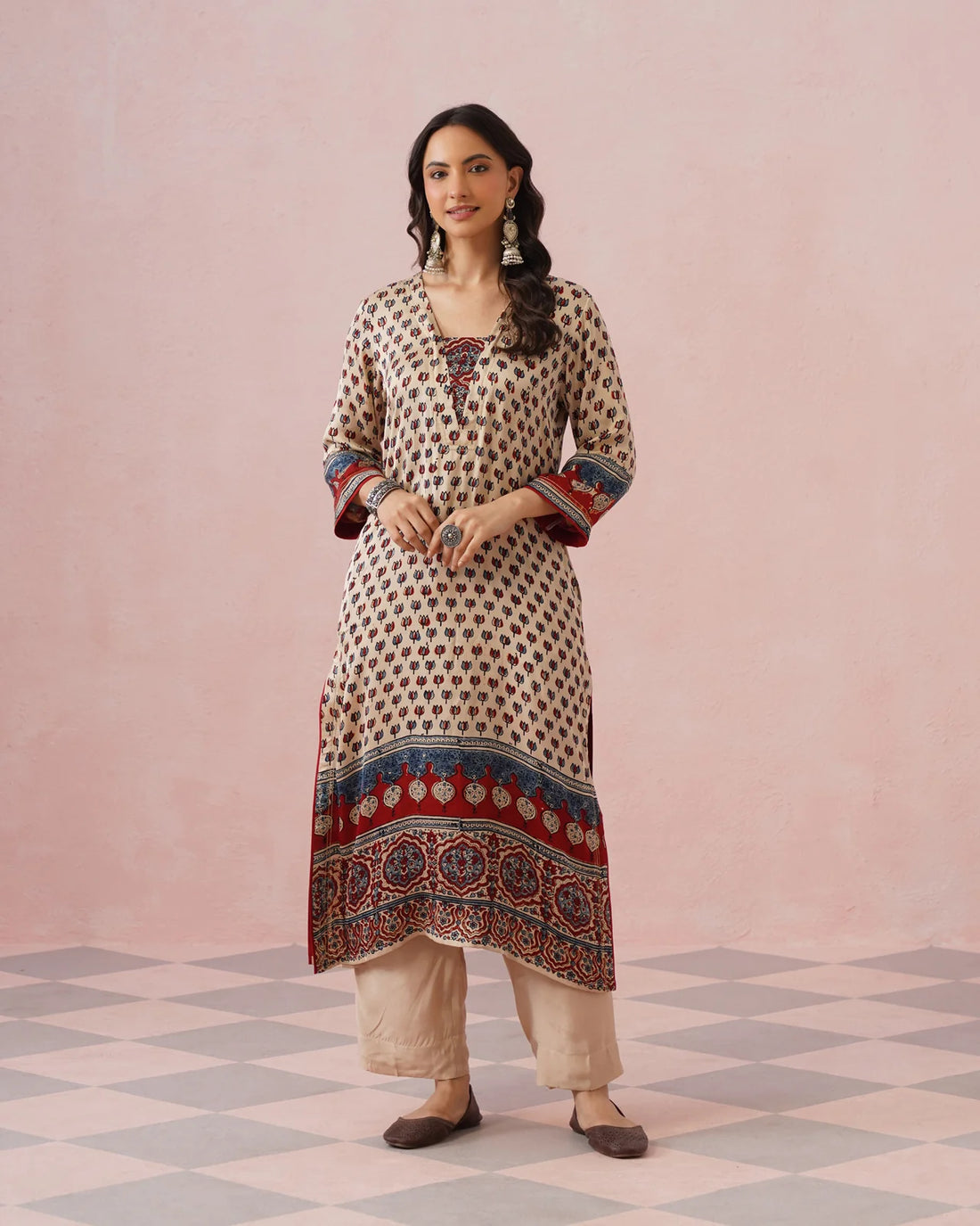 Rangrez Ajrakh Printed Cotton Kurta Suit Set