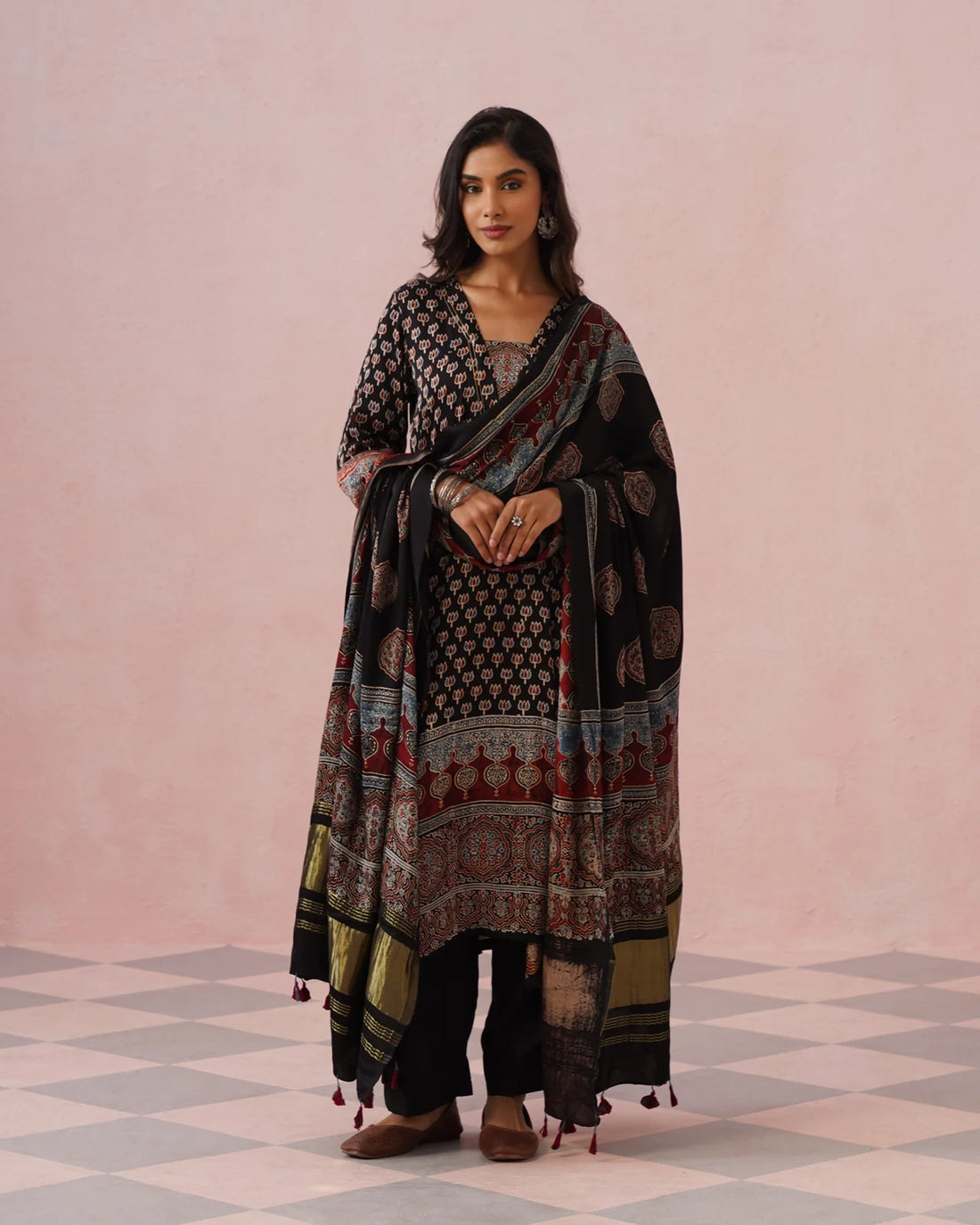 Rangrez Ajrakh Printed Cotton Kurta Suit Set