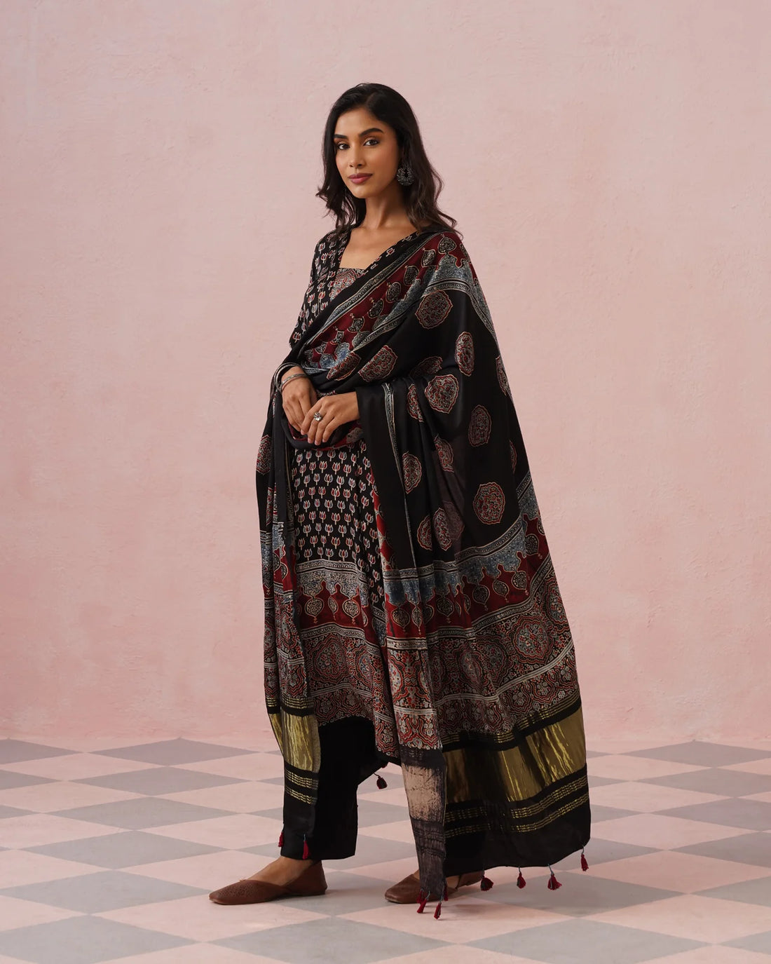 Rangrez Ajrakh Printed Cotton Kurta Suit Set