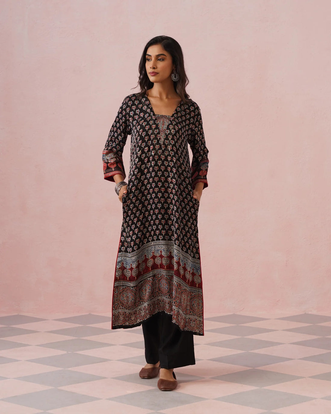 Rangrez Ajrakh Printed Cotton Kurta Suit Set