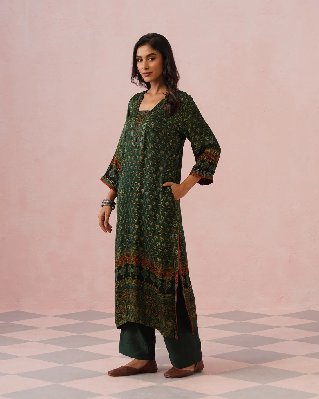 Rangrez Ajrakh Printed Cotton Kurta Suit Set