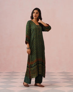 Rangrez Ajrakh Printed Cotton Kurta Suit Set