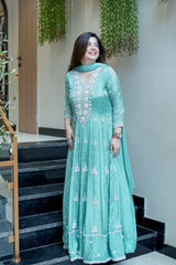 Saniah Embroidered Anarkali Set