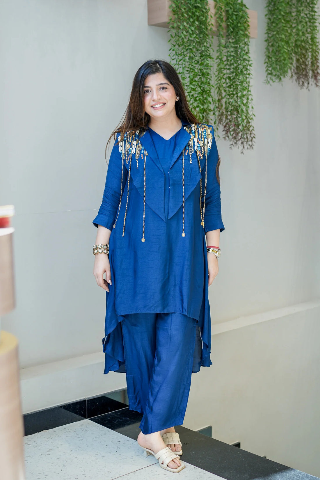 Vriha Embroidered Dola Silk Co-Ord Set