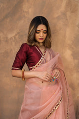 Peach Blossom Organza Saree