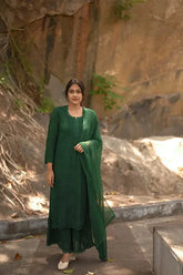 Pine Green Viscose Chikankari Kurti