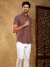 Dahleez Maroon Cotton Hand Block Shirt