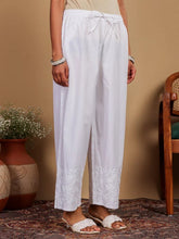 Cotton White Chikankari Straight Palazzo