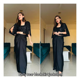 Black Sequin Drape Skirt Set- By Reet Lifestyle