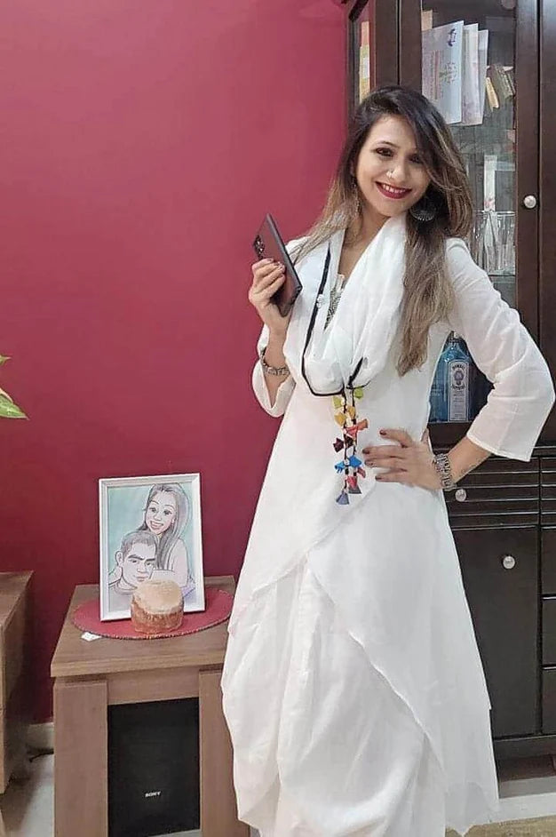 Draped Kaftan Dress with Scarf