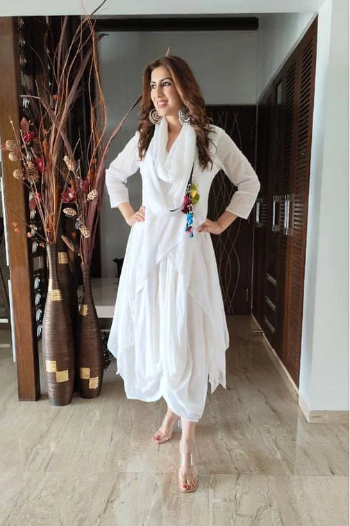 Draped Kaftan Dress with Scarf