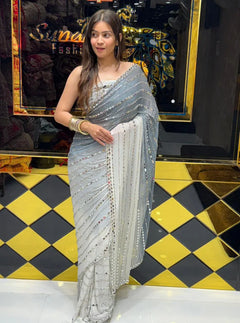 Premium Handwork Pure Chiffon Saree