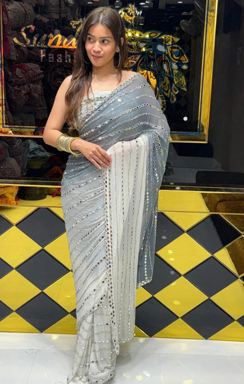 Premium Handwork Pure Chiffon Saree