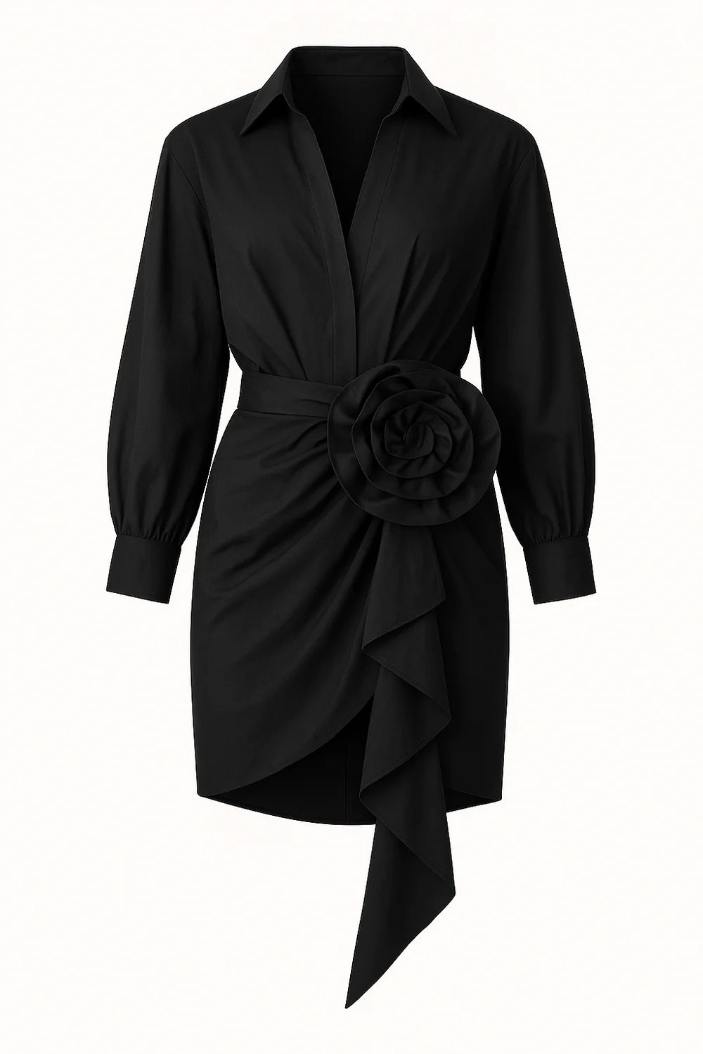 Floral Ruffle Cotton Shirt Dress