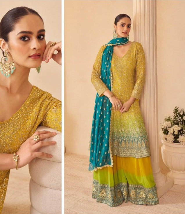 Orange Embroidered Designer Salwar Kameez Set