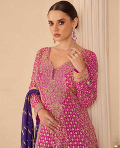 Orange Embroidered Designer Salwar Kameez Set