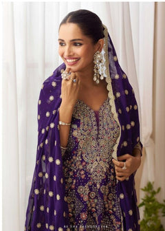 Orange Embroidered Designer Salwar Kameez Set