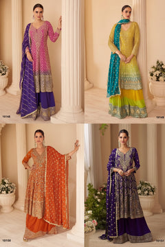 Orange Embroidered Designer Salwar Kameez Set