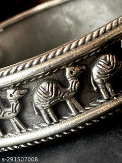 Antique Oxidized Swan Motif Openable Kada