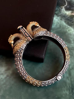 Antique Oxidized Swan Motif Openable Kada