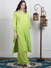 Embroidered Chikankari Kurta Palazzo Dupatta Set