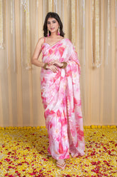 Gulnaar Blush Floral Embroidered Ready-to-Wear Saree with Blouse
