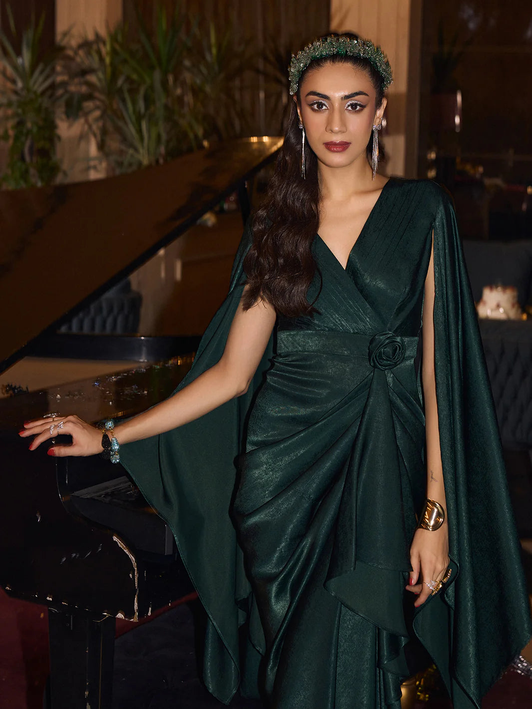 Draped evening gown