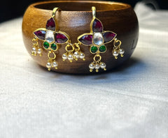 Lotus Kundan Bugdi Earrings Traditional Maharashtrian Ear Cuff