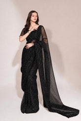 Mint Serenity Sequin Soft Net Georgette Base Saree