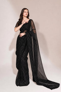 Mint Serenity Sequin Soft Net Georgette Base Saree