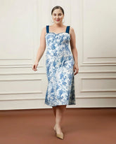Floral Knotted Split Midi Dress Curve & Plus