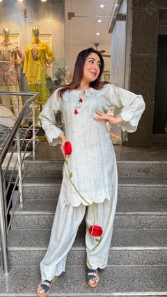 Blush Pink Embroidered Farshi Salwar Kurta Co-Ord Set
