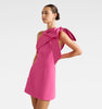Fuchsia Holly Asym Bow Mini Dress