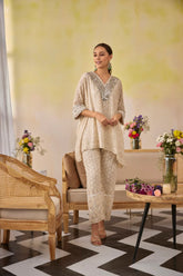 Georgette Silk Cream Chikankari Co-Ord Set