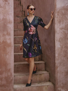 satin A-line dress