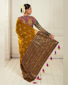 Golden Glory Bronze Gold Saree with Embroidered Blouse