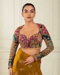 Golden Glory Bronze Gold Saree with Embroidered Blouse