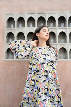 abstract print dress