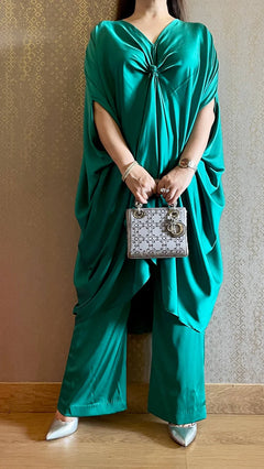 Royal Blue Luxury Satin Silk Flowy Co-ord Set