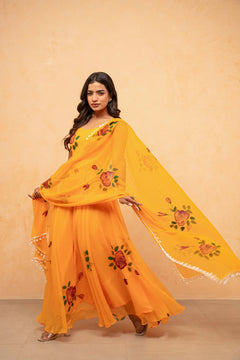 Bloom Canvas Handpainted Georgette Anarkali Suit Set