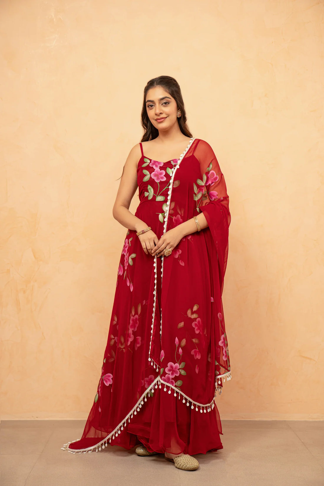 Bloom Canvas Handpainted Georgette Anarkali Suit Set