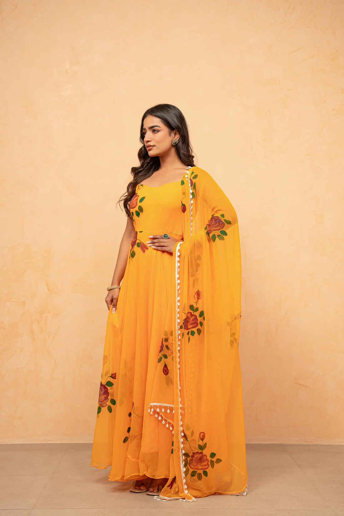 Bloom Canvas Handpainted Georgette Anarkali Suit Set