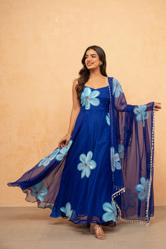 Bloom Canvas Handpainted Georgette Anarkali Suit Set