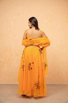 Bloom Canvas Handpainted Georgette Anarkali Suit Set