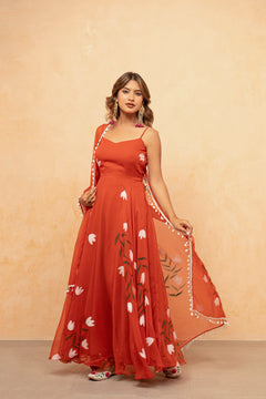 Bloom Canvas Handpainted Georgette Anarkali Suit Set