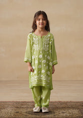 Chikankari Long Kurta Set Kidswear Set