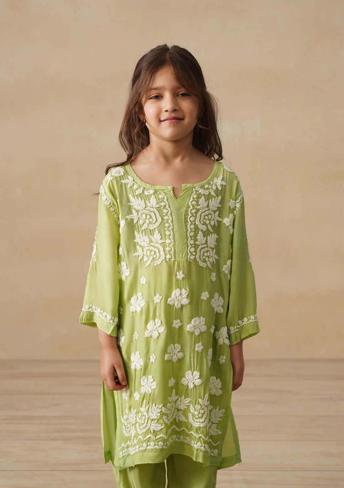 Chikankari Long Kurta Set Kidswear Set